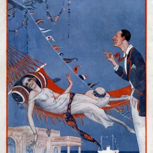 La Vie Parisienne 1923 1920s France Rene Vincent illustrations relaxing hammocks