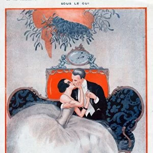 La Vie Parisienne 1923 1920s France Valdes illustrations kissing mistletoe mens