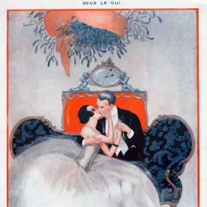 La Vie Parisienne 1923 1920s France Valdes illustrations kissing mistletoe mens