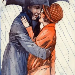 La Vie Parisienne 1923 Print with Umbrellas in Rain La Vie Parisienne 1923 Print with Umbrellas in Rain