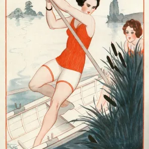 La Vie Parisienne 1924 1920s France A Vallee illustrations punting boats