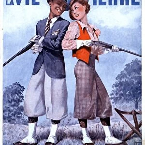 La Vie Parisienne 1936 1930s France magazines couples shooting guns hunting