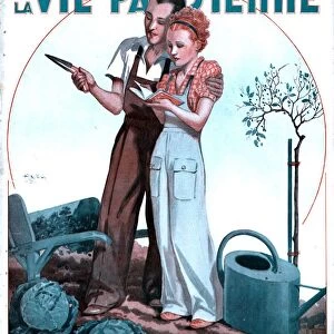 La Vie Parisienne 1936 1930s France magazines couples gardening tools gardens