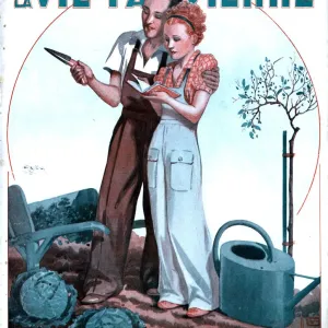 La Vie Parisienne 1936 1930s France magazines couples gardening tools gardens