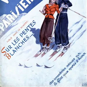 La Vie Parisienne 1938 1930s France magazines winter sports kissing skiing couples