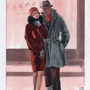 Le Sourire 1928 1920s France womens mens coats restaurants illustrations mens