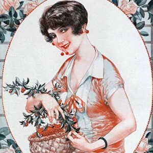 Le Sourire 1929 1920s France womens portraits flowers berries cherries illustrations