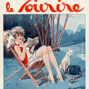 Le Sourire 1930 1930s France magazines fishing reading books dogs illustrations dog book