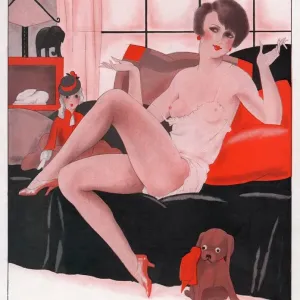 Le Sourire 1930s France erotica dogs call girls prostitutes boudoir illustrations