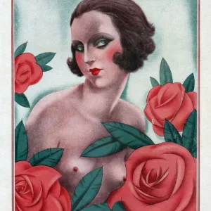 Le Sourire 1930s France womens portraits flowers roses erotica illustrations gardens