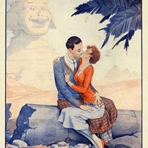 Le Sourire 1931 1930s France kissing Egypt holidays sphinx pyramids illustrations kisses
