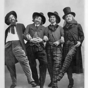 Le Theatre 1900s France humour drunk drunks mates mens check trousers hats friends