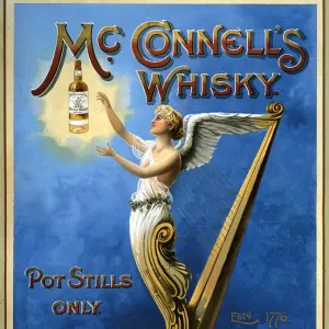 McConnells 1898 1890s UK whisky alcohol whiskey advert McConnells Irish harps