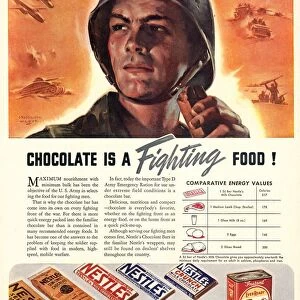 Nestles 1940s USA propaganda chocolate sweets WW2 Chocolate Is A Fighting Food