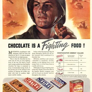 Nestles 1940s USA propaganda chocolate sweets WW2 Chocolate Is A Fighting Food