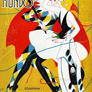 Nuevo Mundo 1927 1920s Spain cc magazines carnivals masquerade clowns pierrot kissing