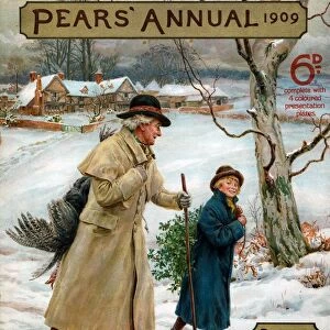 Pears Annual 1909 1900s UK cc turkeys holly winter snow fathers sons
