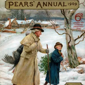 Pears Annual 1909 1900s UK cc turkeys holly winter snow fathers sons