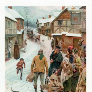 Pears Annual 1910s UK cc villages winter snow dogs horses stage coaches