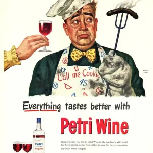 Petri Wine 1940s USA cooking bbq barbecues disasters burnt sausages alcohol