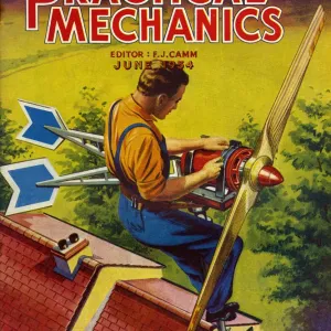 Practical Mechanics 1954 1950s UK magazines wind power turbine global warming alternative