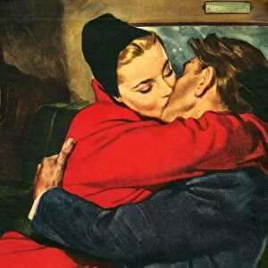 Romance 1953 1950s UK Fairbairn womens story illustrations cpi W kissing kisses
