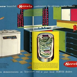 Servis 1950s UK washing machines housewives housewife kitchens woman women