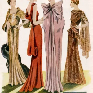 Spanish Fashion Evening Dresses 1935 1930s Spain cc pattern books womens dresses