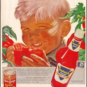 Stockely, and Van Camp 1930s USA TJS itnt boys boys eating tomatoes ketchup catsup