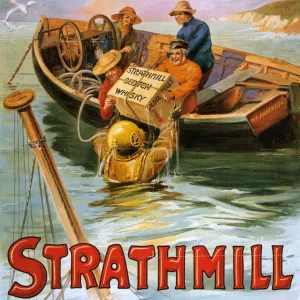 Strathmill 1900s UK whisky alcohol whiskey advert Scotch Scottish boats