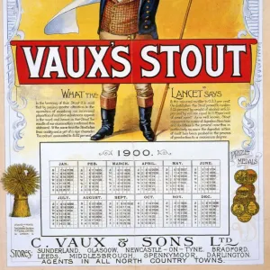 Vauxs 1900 1900s UK Vauxs alcohol beer calendars advert recommended by the Lancet