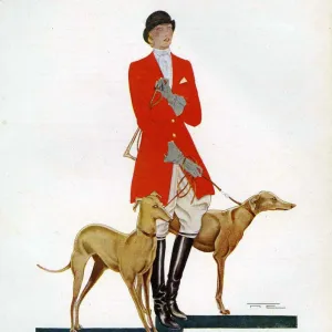 Woman in Hunting outfit with hounds 1929 1920s Spain cc hunting fox riding hounds