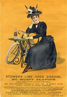 1800s Prints: 1890s UK stowers lime juice cordial bicycles bikes cycling cycles