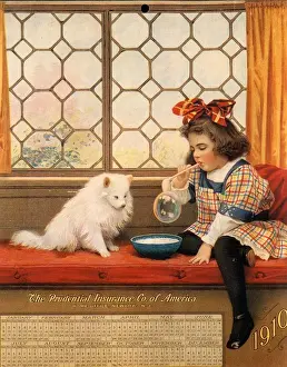1910s Prints: 1910s USA dogs prudential insurance calendars finance
