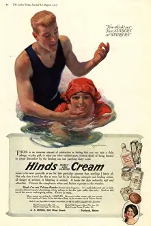 1910s Prints: 1917 1910s USA suntans sun hinds sunburn swimming skin care swimming sea sun creams