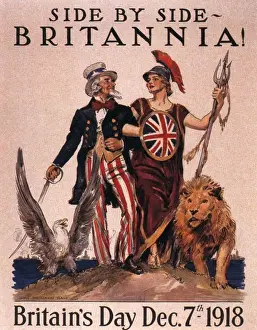 Advertising Prints: 1918 1910s USA uncle sam WW1 lions patriotism empire