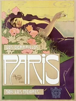 Adverts Collection: 1920s UK art nouveau cigarettes Los cigarillos women smoking Paris France French