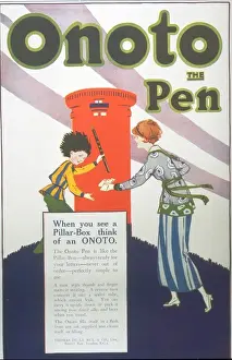Adverti Prints: 1920s UK pens pencils post-boxes pillar boxes onoto