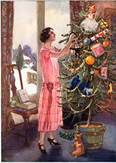 1920s UK trees decorations womens dresses flappers illustrations