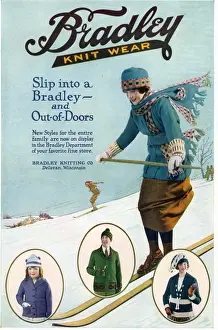 Adverti Prints: 1920s USA bradley mens womens childrens skiing skis ski wear mens
