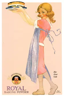 Adverti Prints: 1920s USA cooking children baking a cakes royal baking powder