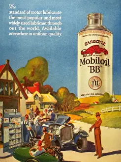 Nineteen Twenties Prints: 1920s USA mobiloil gas stations day trips petrol gasoline mobil exxon oil