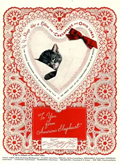 Adverti Prints: 1934 1930s USA cats trains railroads chesapeake and ohio lines railways