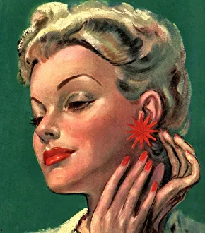 Images Dated 2007: 1946 1940s UK womens magazines portraits earrings