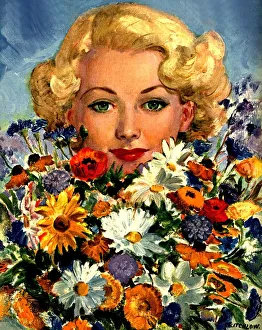 1946 1940s UK womens magazines portraits flowers