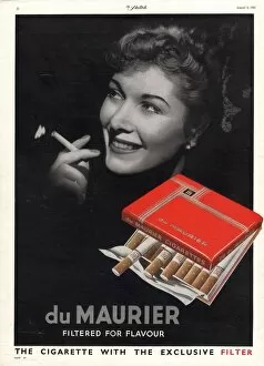Advertise Collection: 1950 1950s UK smoking cigarettes du maurier women