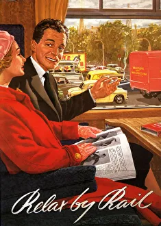 1950s UK rail carriage passengers railways trains