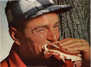 1950s USA eating sandwiches meat cheese