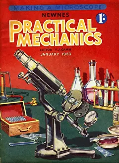1950s Prints: 1953 1950s UK practical mechanics microscopes chemistry sets magazines