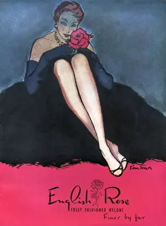 1953 1950s UK womens stockings nylons hosiery english rose roses
